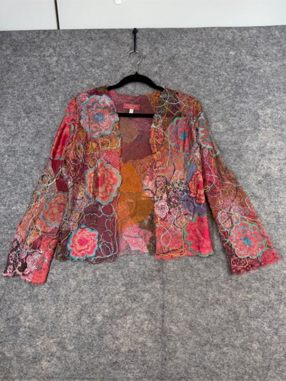 Pazuki London Silk Blend Floral Lace Patchwork Jacket Boho Chic P Small - Picture 2 of 16